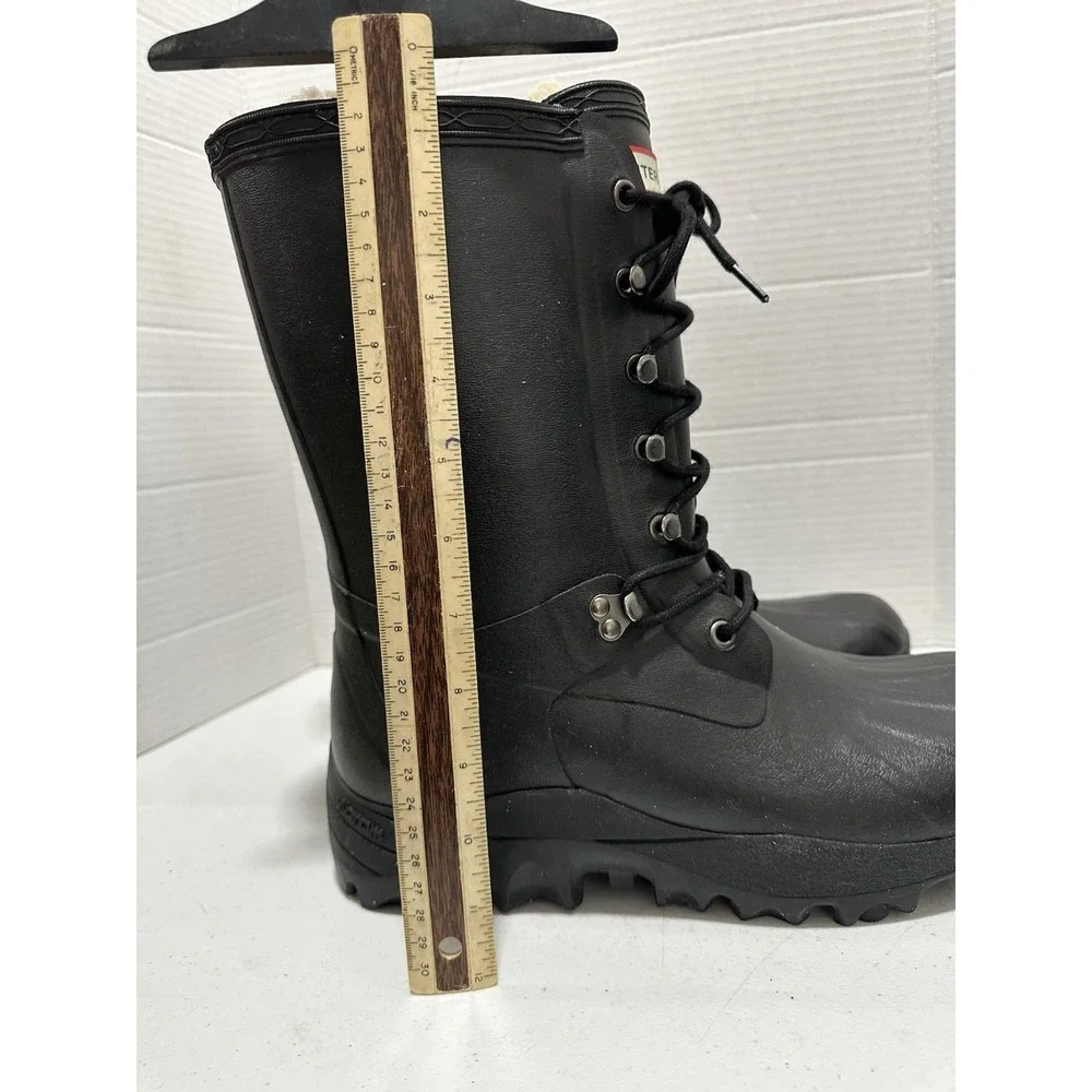 Hunter Boots Mens Size Us12M Black Rubber Fleece Lined Winter Snow Rain Vibram